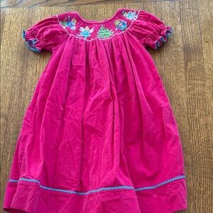 Pink Embroidered Dress with Blue Accents